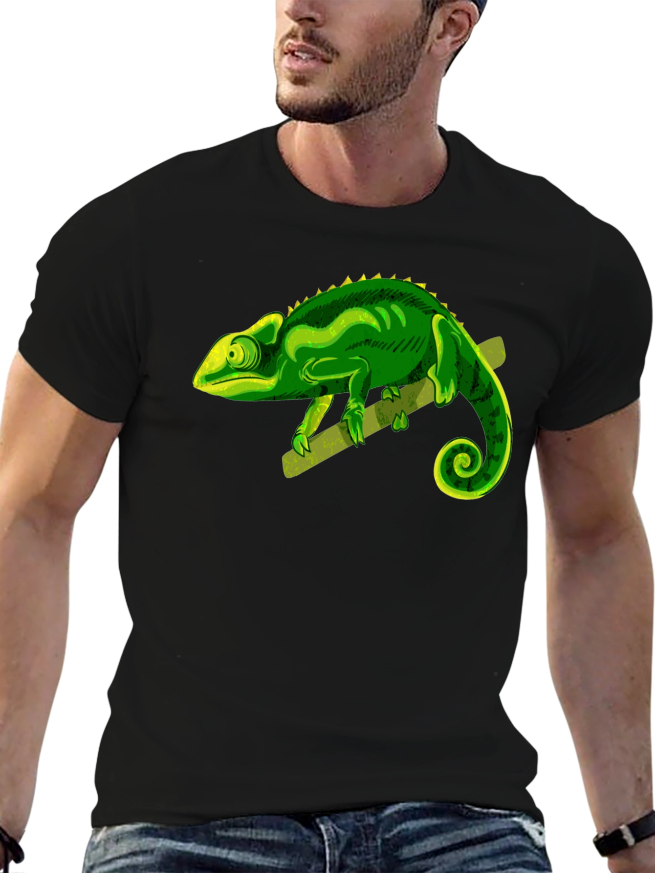 Black Chameleon Graphic Print T-Shirt view 6