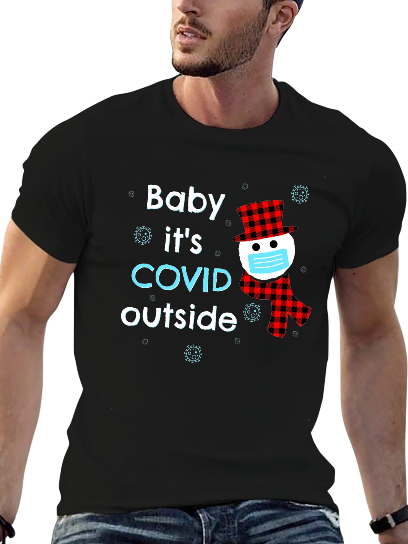 Black Baby It's COVID Outside Novelty T-Shirt view 6