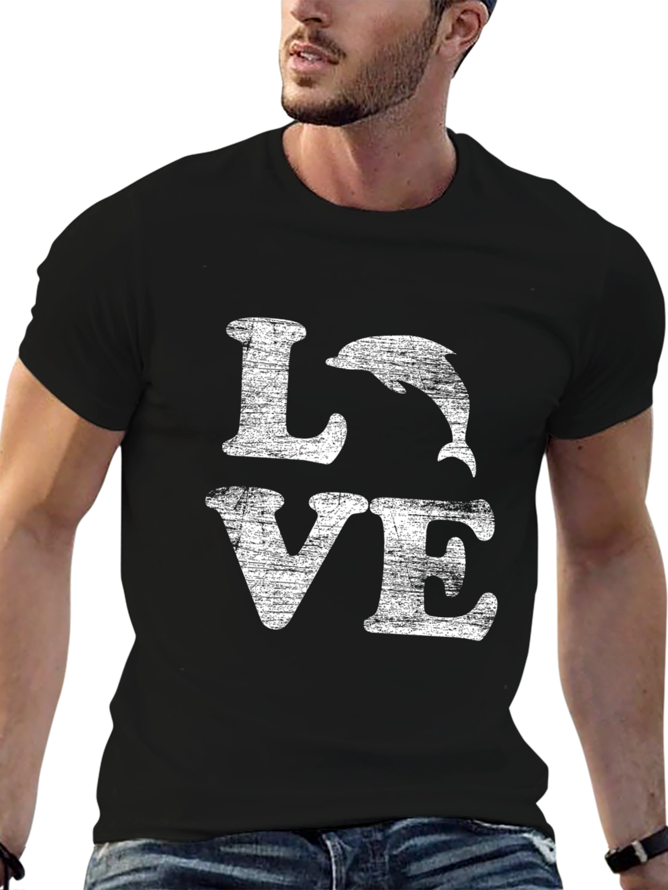 Black Dolphin Love Graphic Tee - Distressed Print view 6