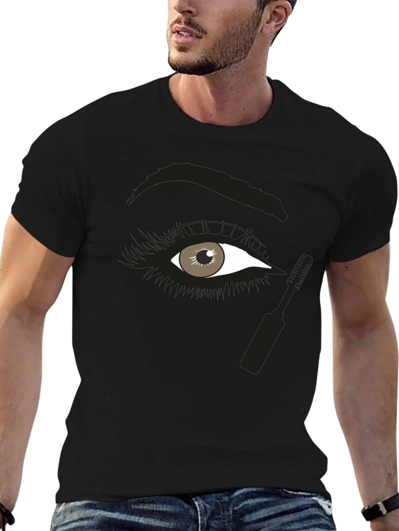 Black Eye Makeup Graphic Tee - Unisex Black Cotton Shirt view 6
