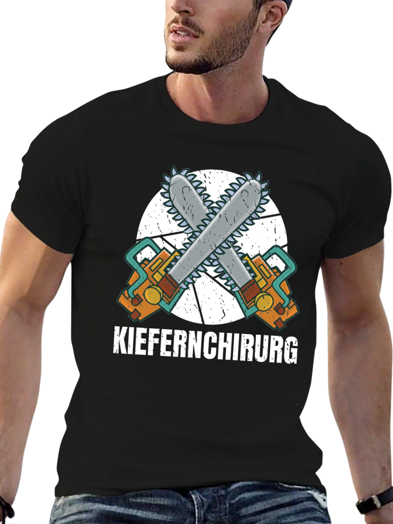 Black Kieferchirurg T-Shirt - Chainsaw Graphic view 6