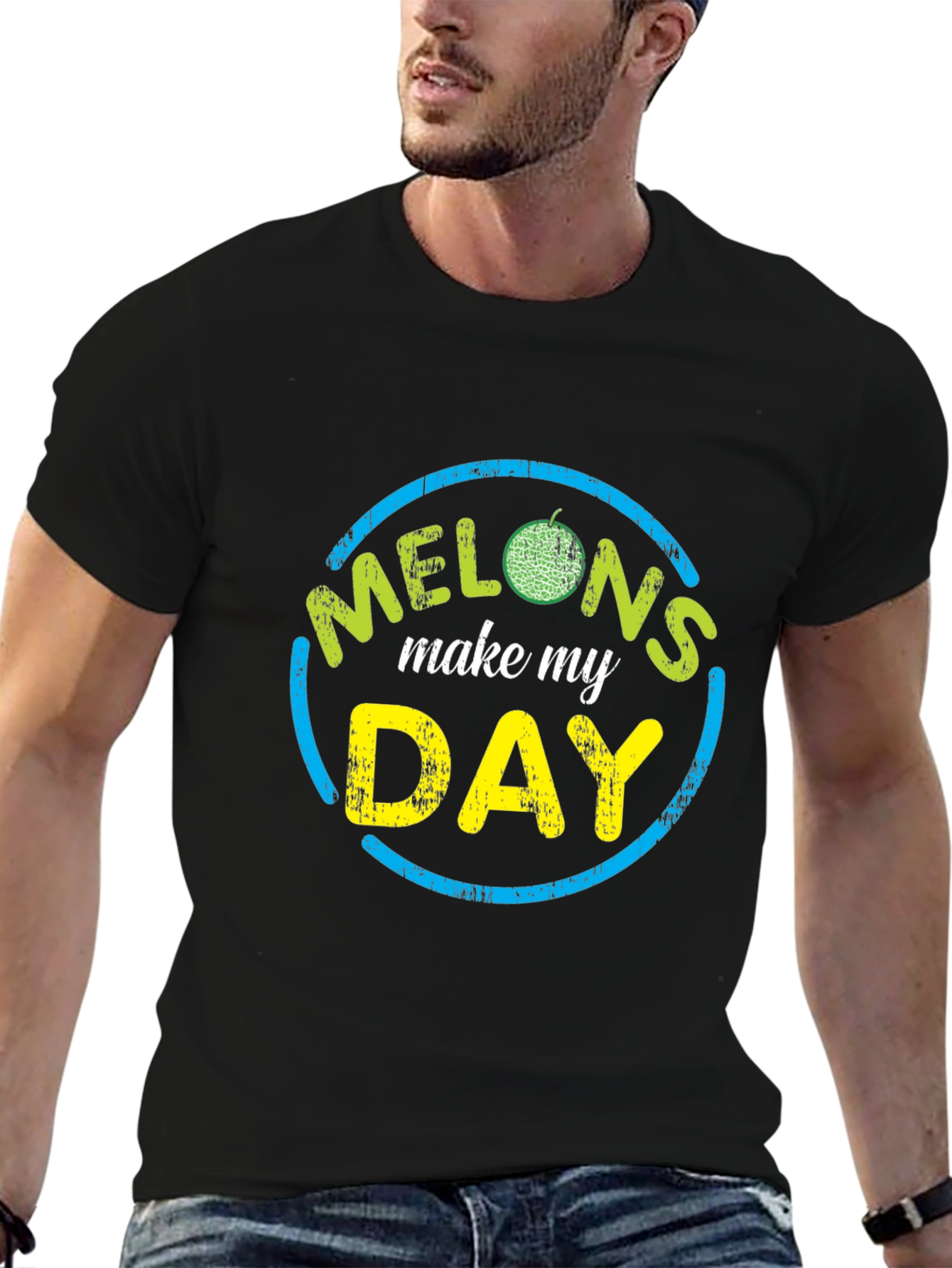 Black Melons Make My Day Graphic Tee - Novelty T-Shirt view 6