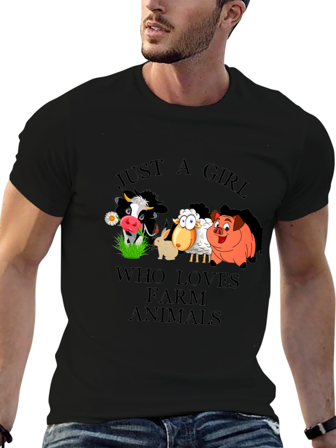 Black Farm Animal Lover Graphic T-Shirt view 6