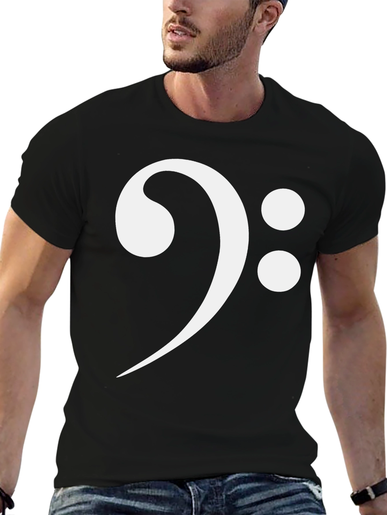 Black Bass Clef Graphic Tee - Music Lover Shirt view 6