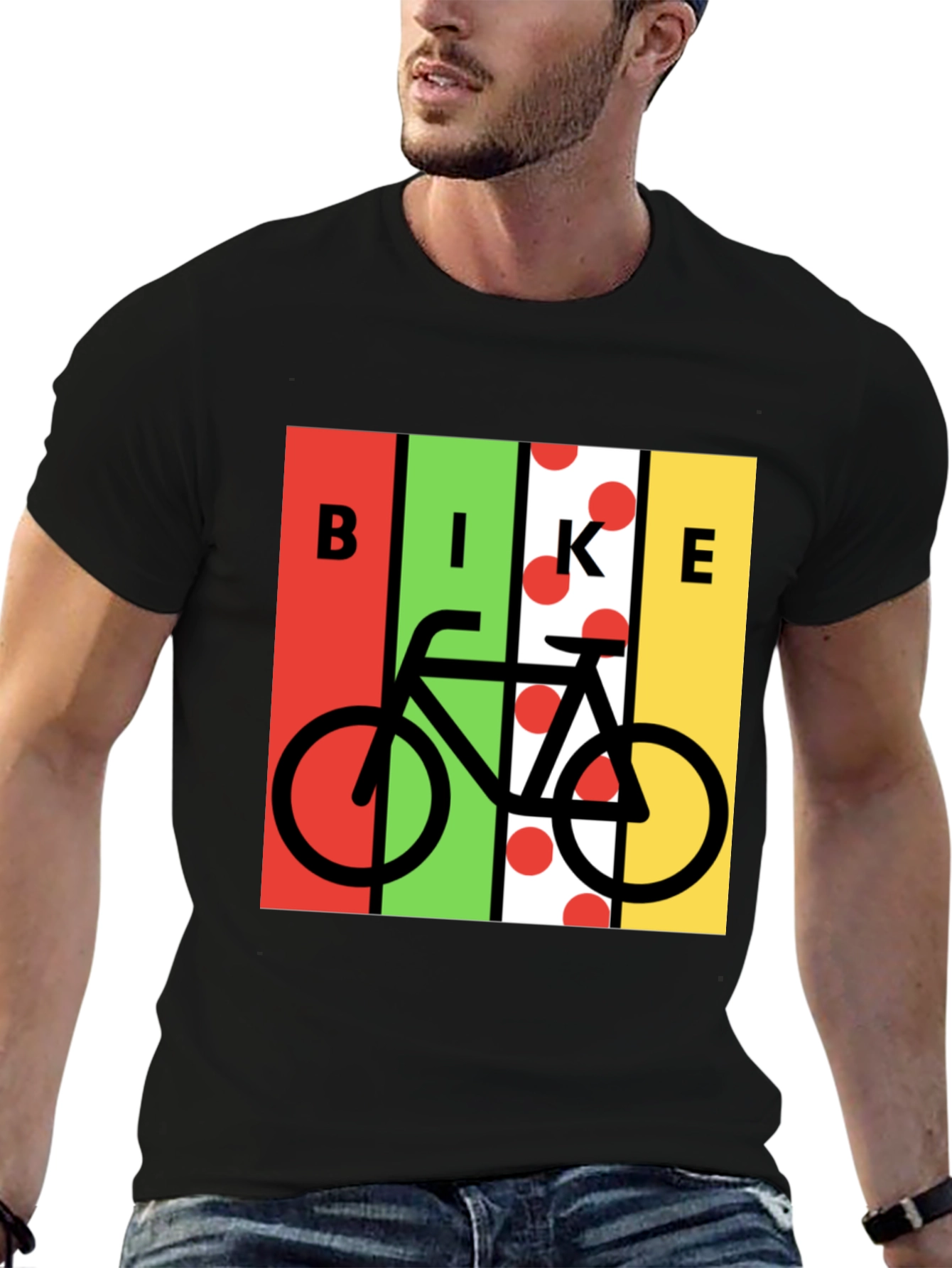 Black Bike Graphic Tee - Black Cotton Blend view 6