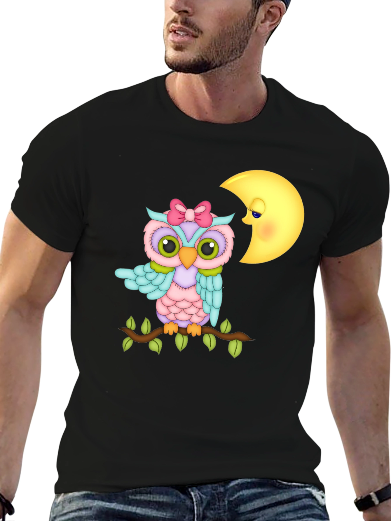 Black Owl and Moon Graphic Tee - Unisex view 6