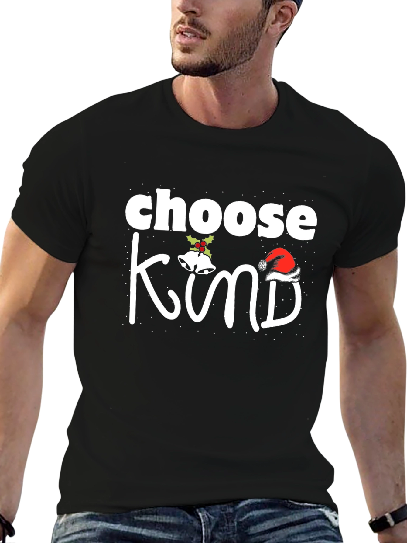 Black Choose Kind Christmas T-Shirt view 6