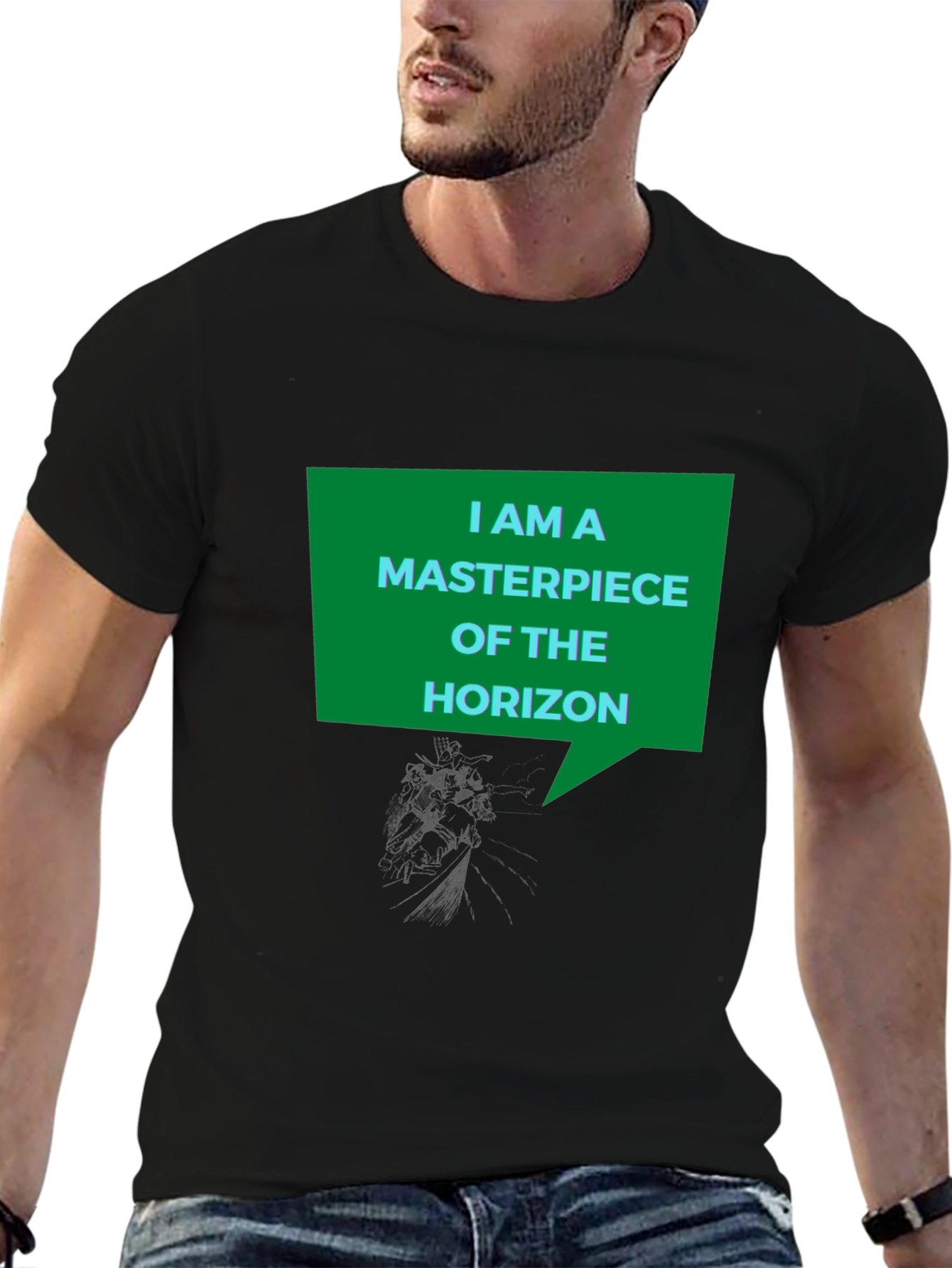 Black Masterpiece of the Horizon Graphic T-Shirt view 6