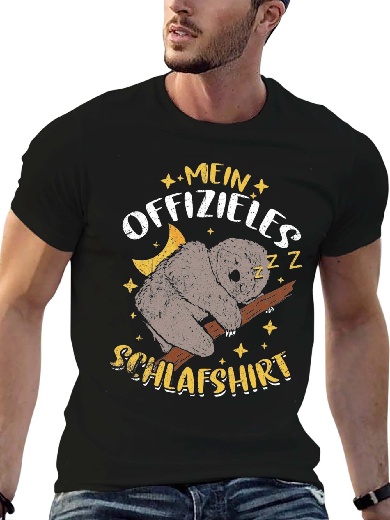 Black Funny German Koala Sleep T-Shirt view 6