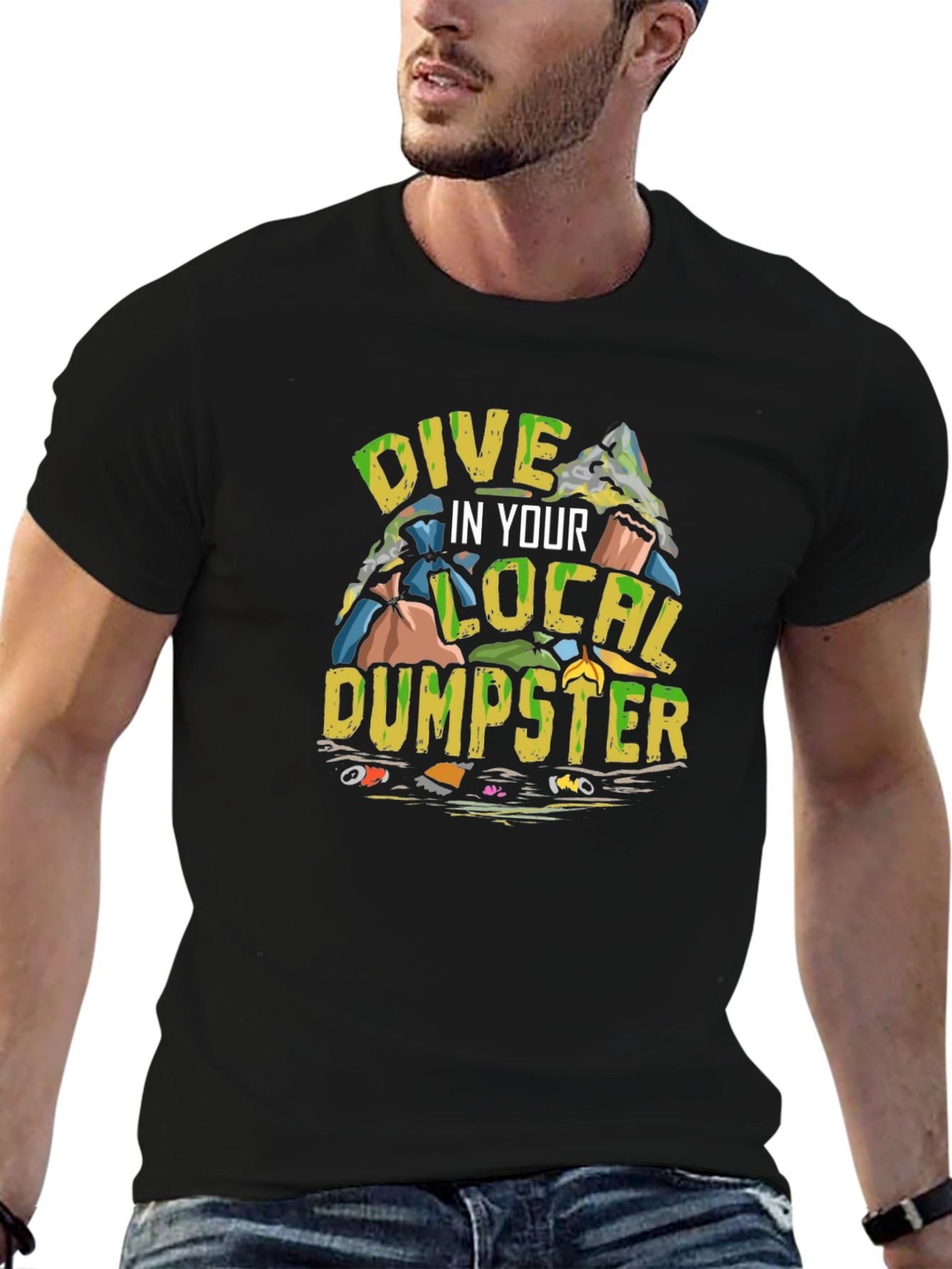 Black Dive in Your Local Dumpster T-Shirt view 6