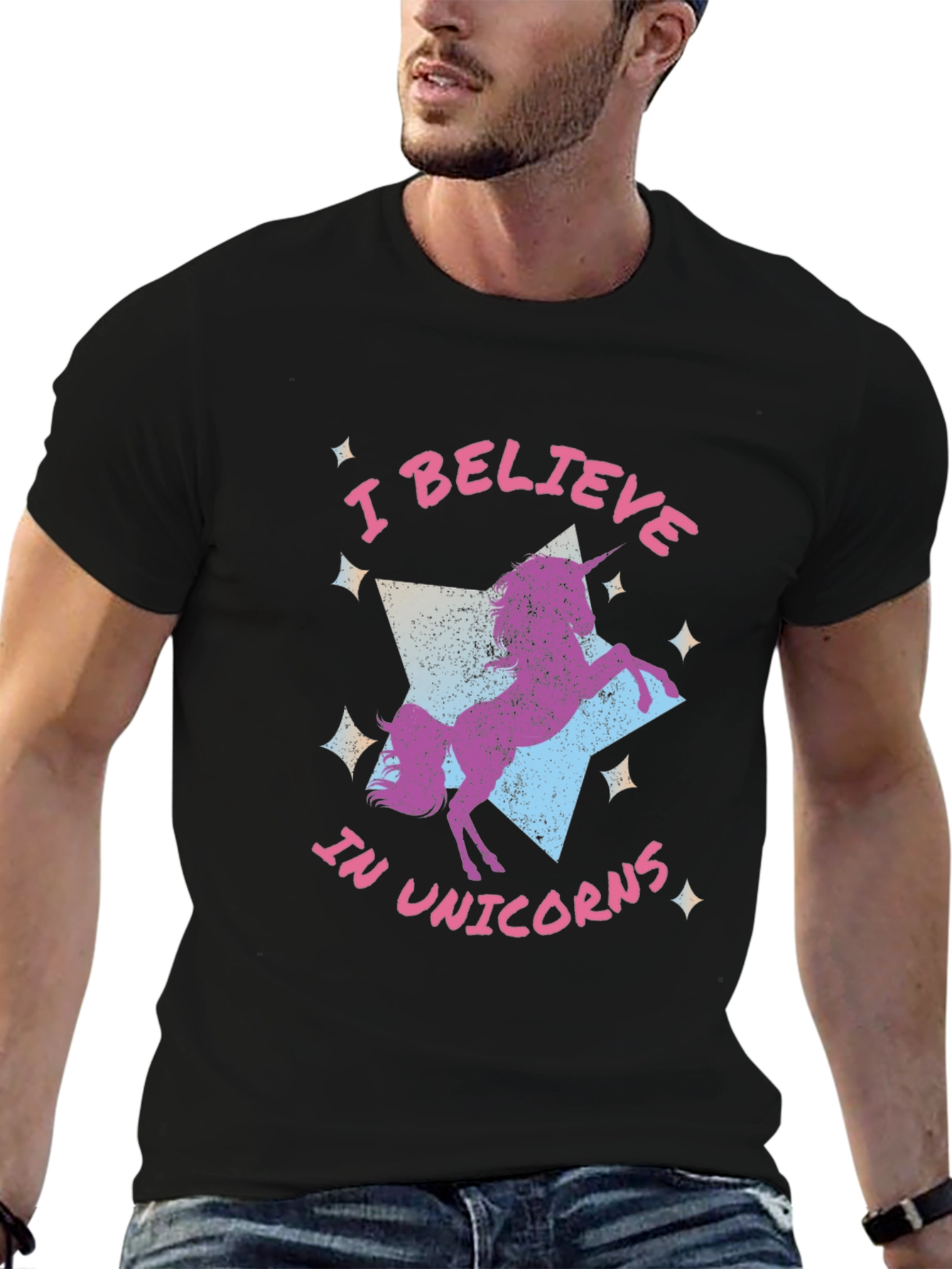 Black I Believe In Unicorns Graphic Tee view 6