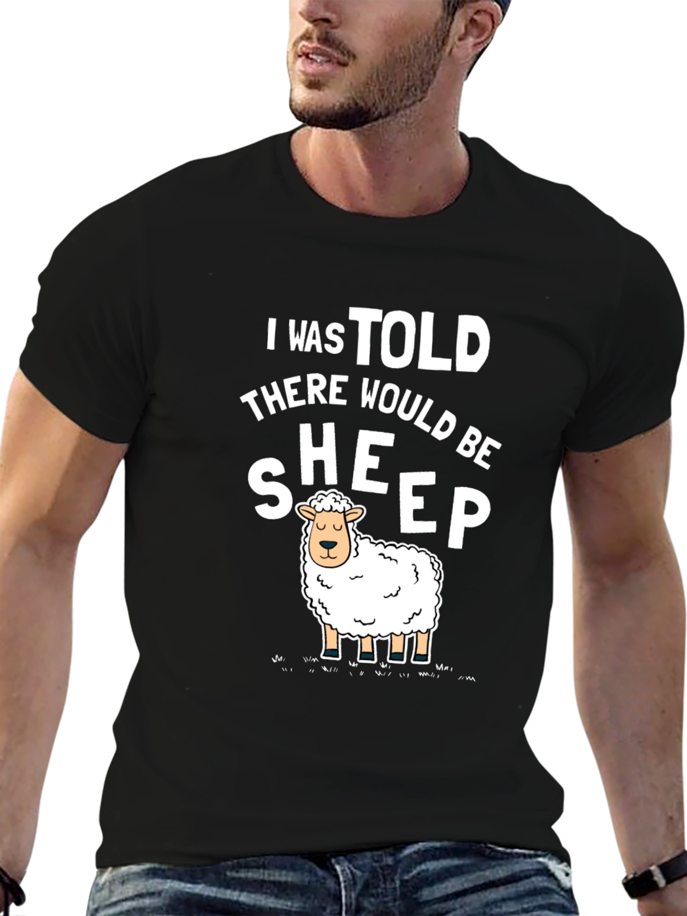 Black Funny "I Was Told There Would Be Sheep" Graphic Tee view 6