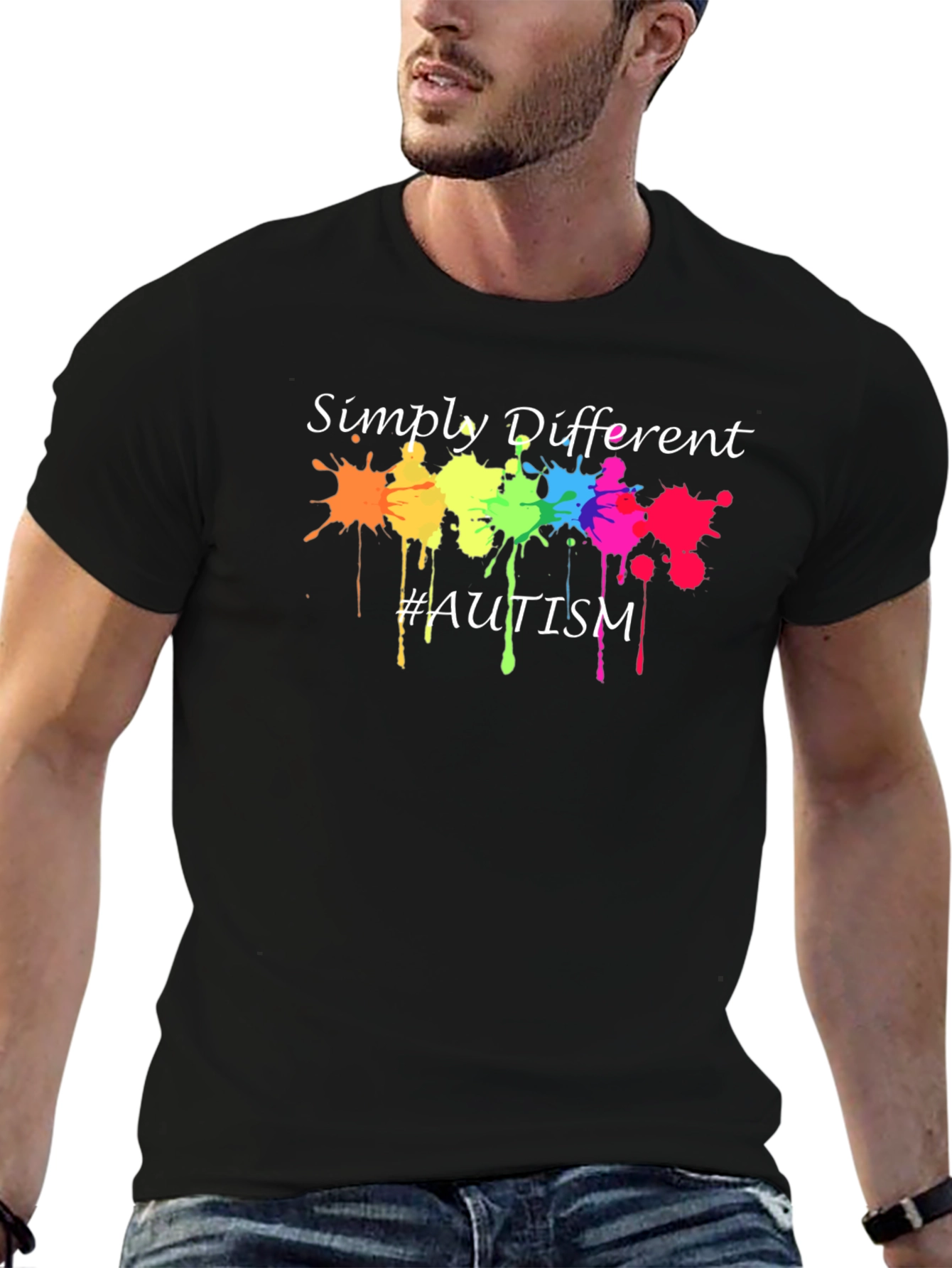 Black Simply Different Autism Awareness T-Shirt view 6