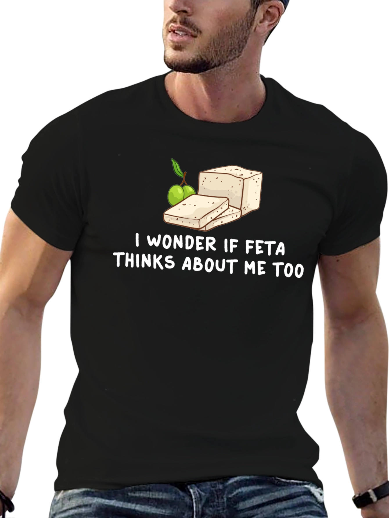Black Feta Lover's T-Shirt: Funny Graphic Tee view 6