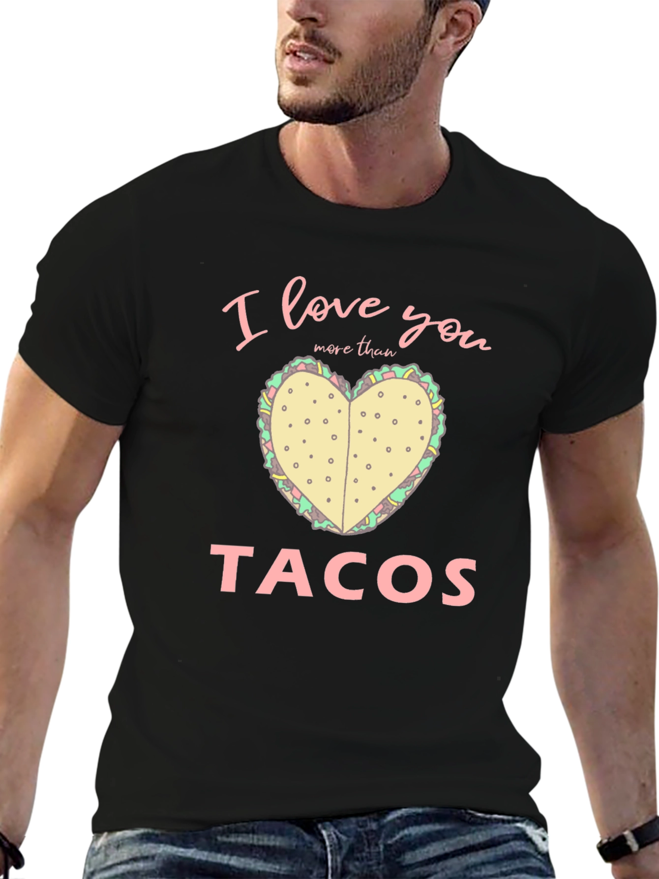 Black I Love You More Than Tacos Graphic Tee view 6
