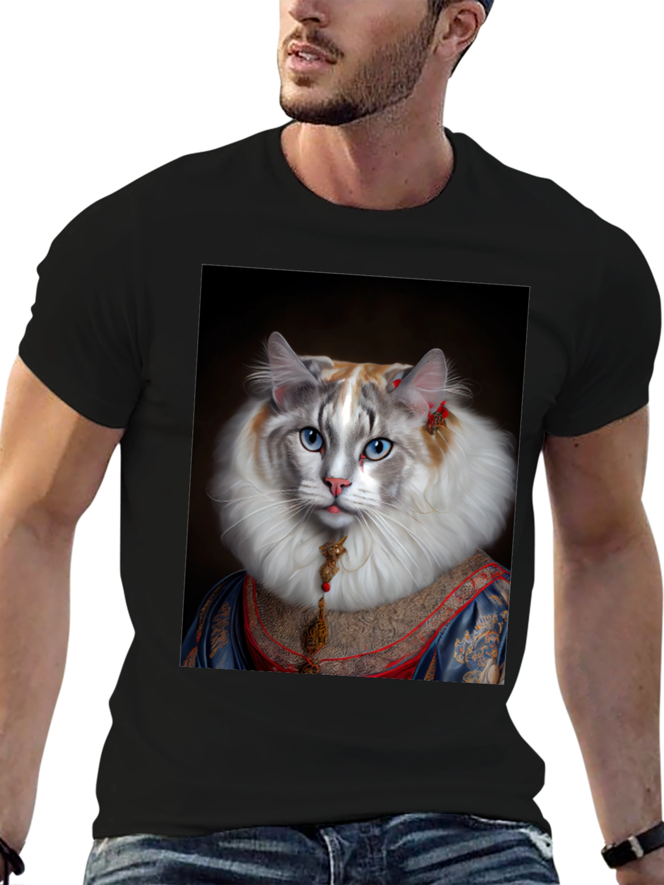 Black Cat Royalty Graphic T-Shirt - Unique Design view 6