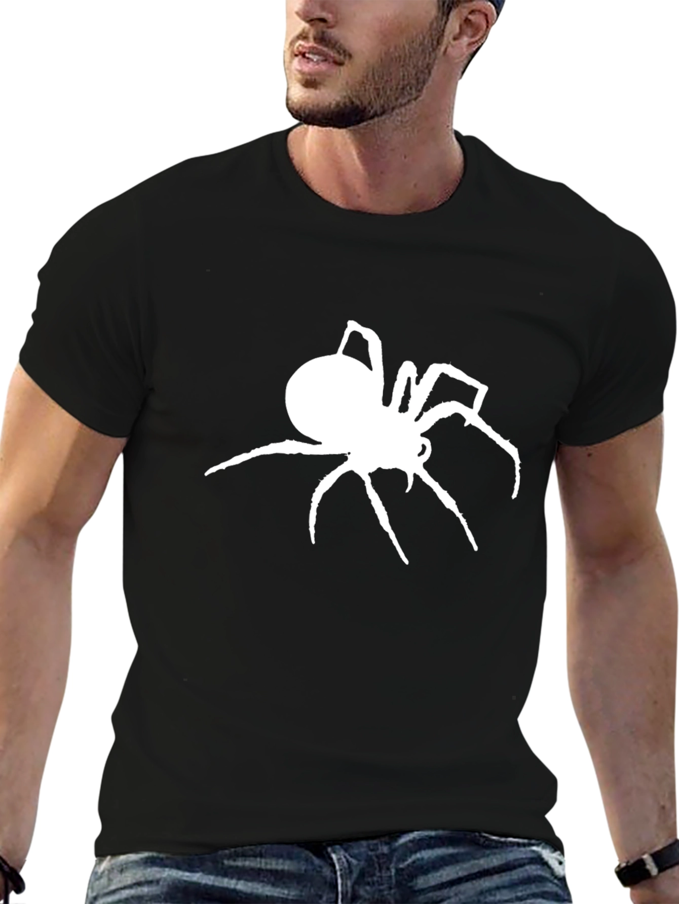 Black Spider Graphic Print Crew Neck Tee view 6