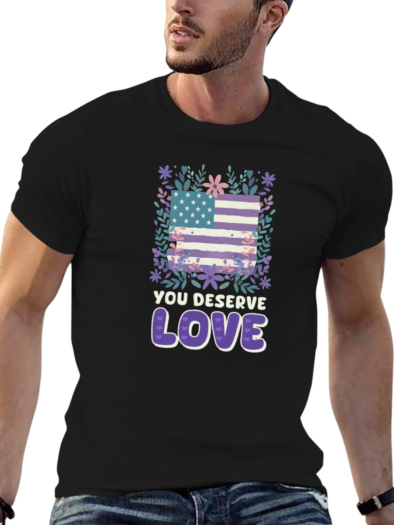 Black You Deserve Love Graphic Tee view 6