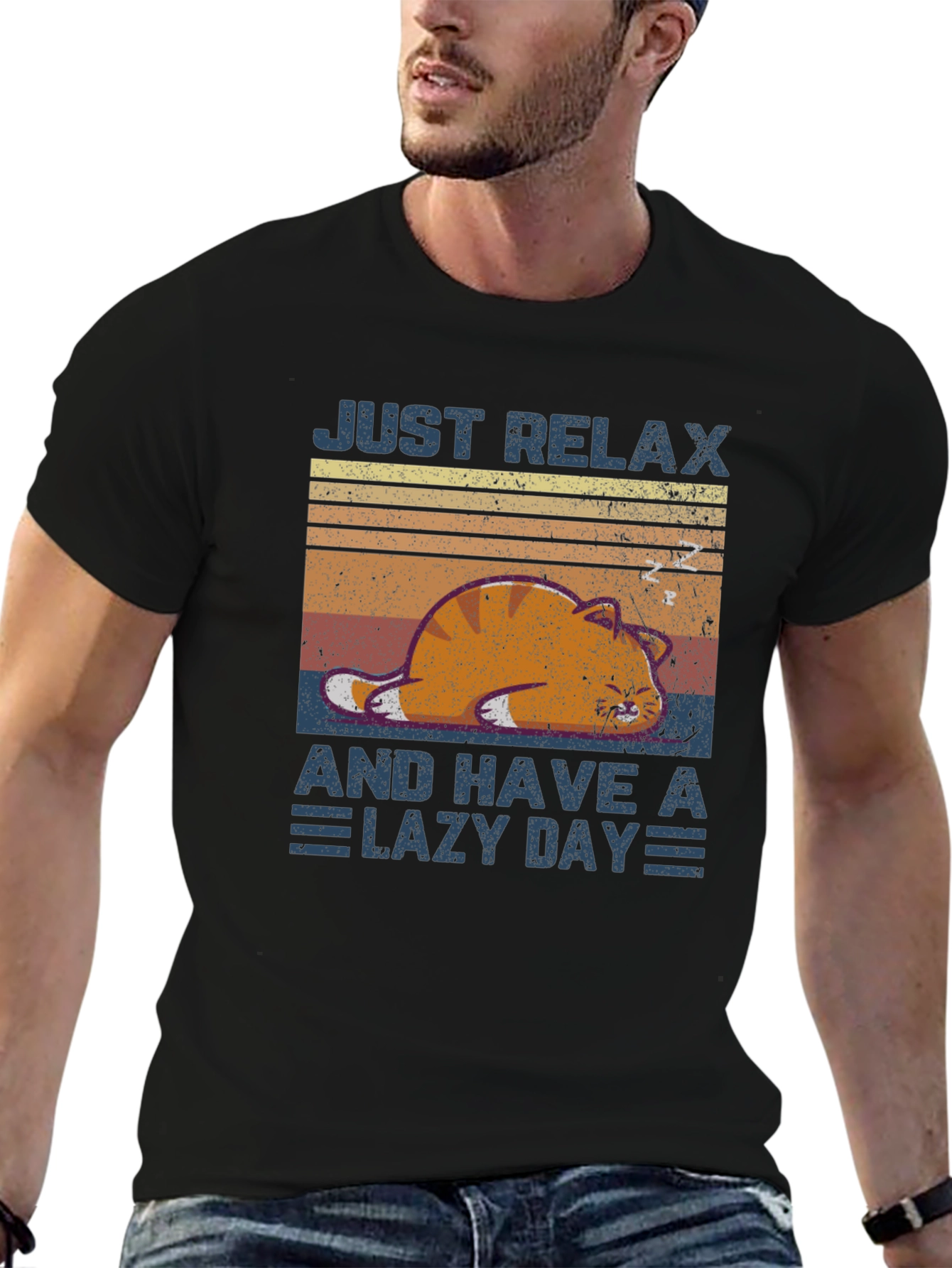 Black Just Relax Lazy Day T-Shirt view 6