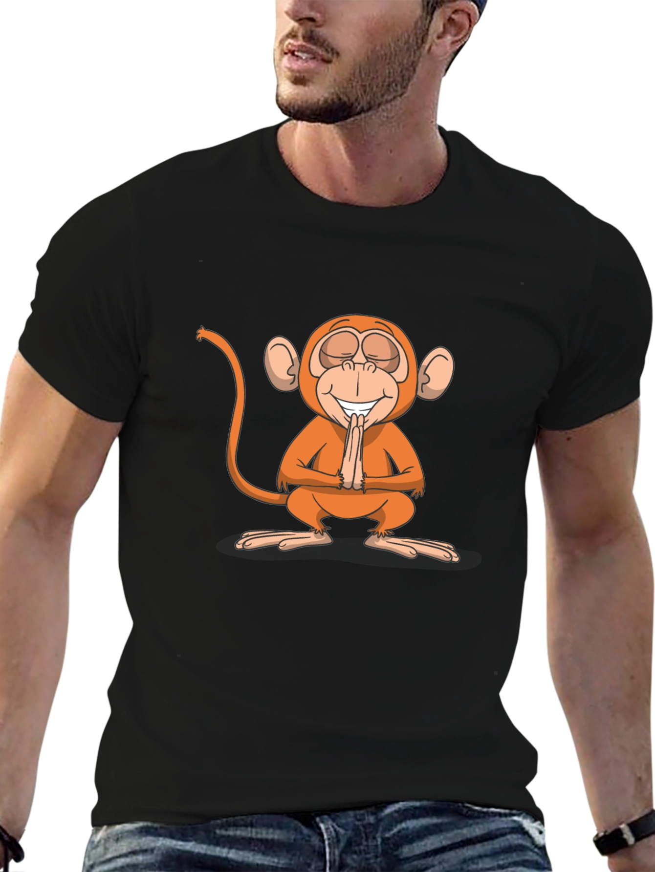 Black Zen Monkey Graphic Tee - Black Unisex T-Shirt view 6