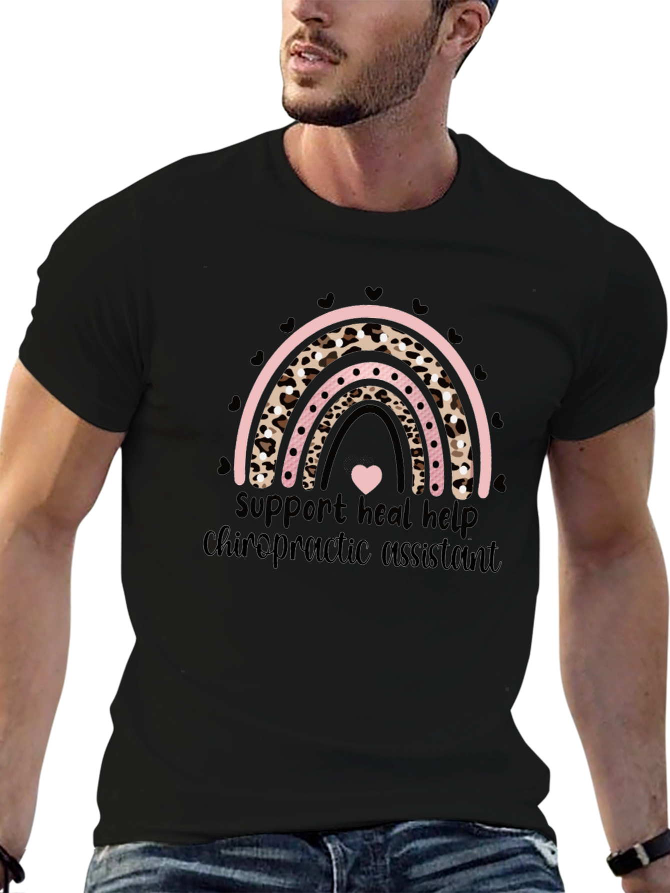 Black Chiropractic Assistant Rainbow T-Shirt view 6