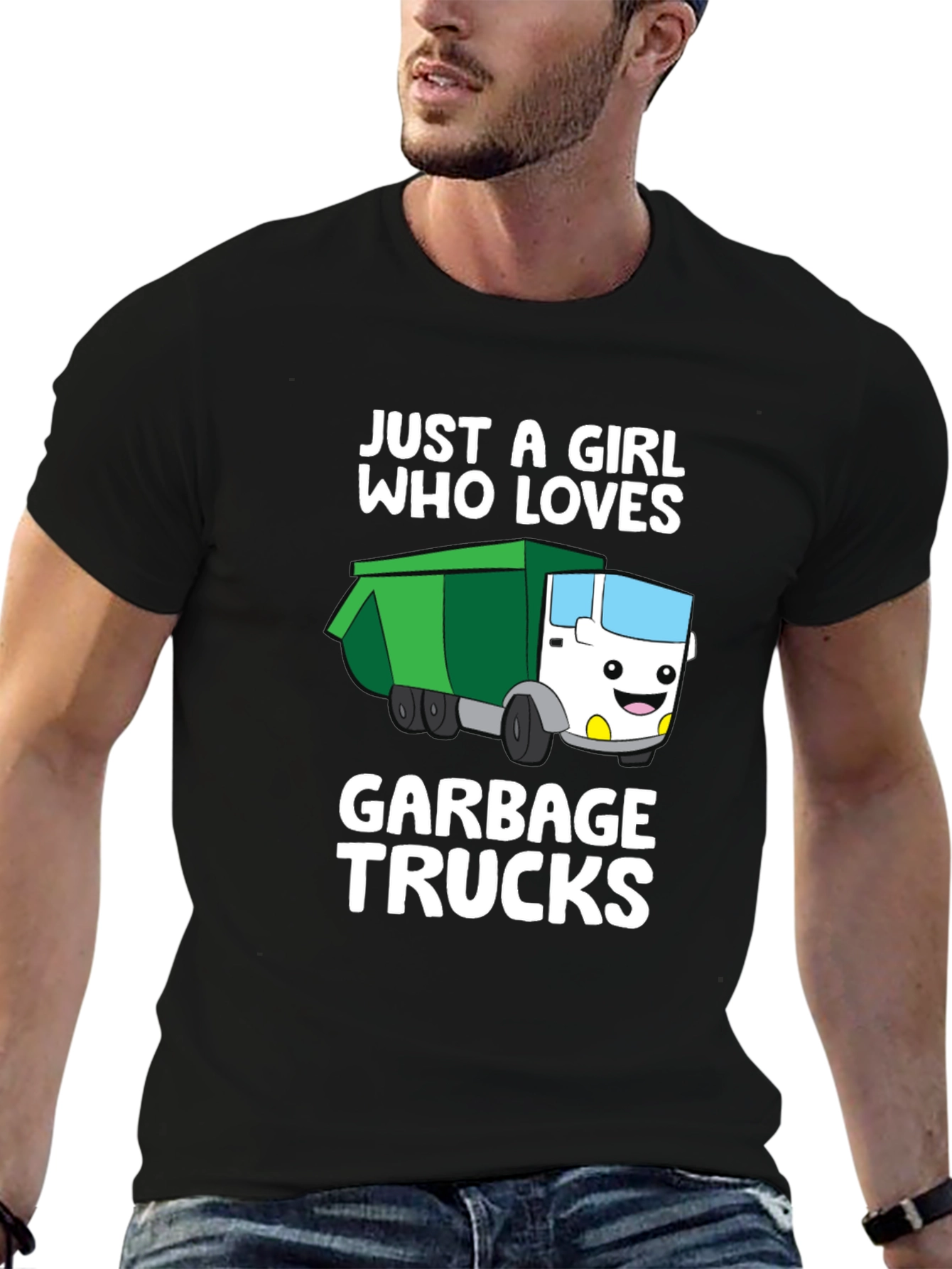 Black Girl Who Loves Garbage Trucks T-Shirt view 6