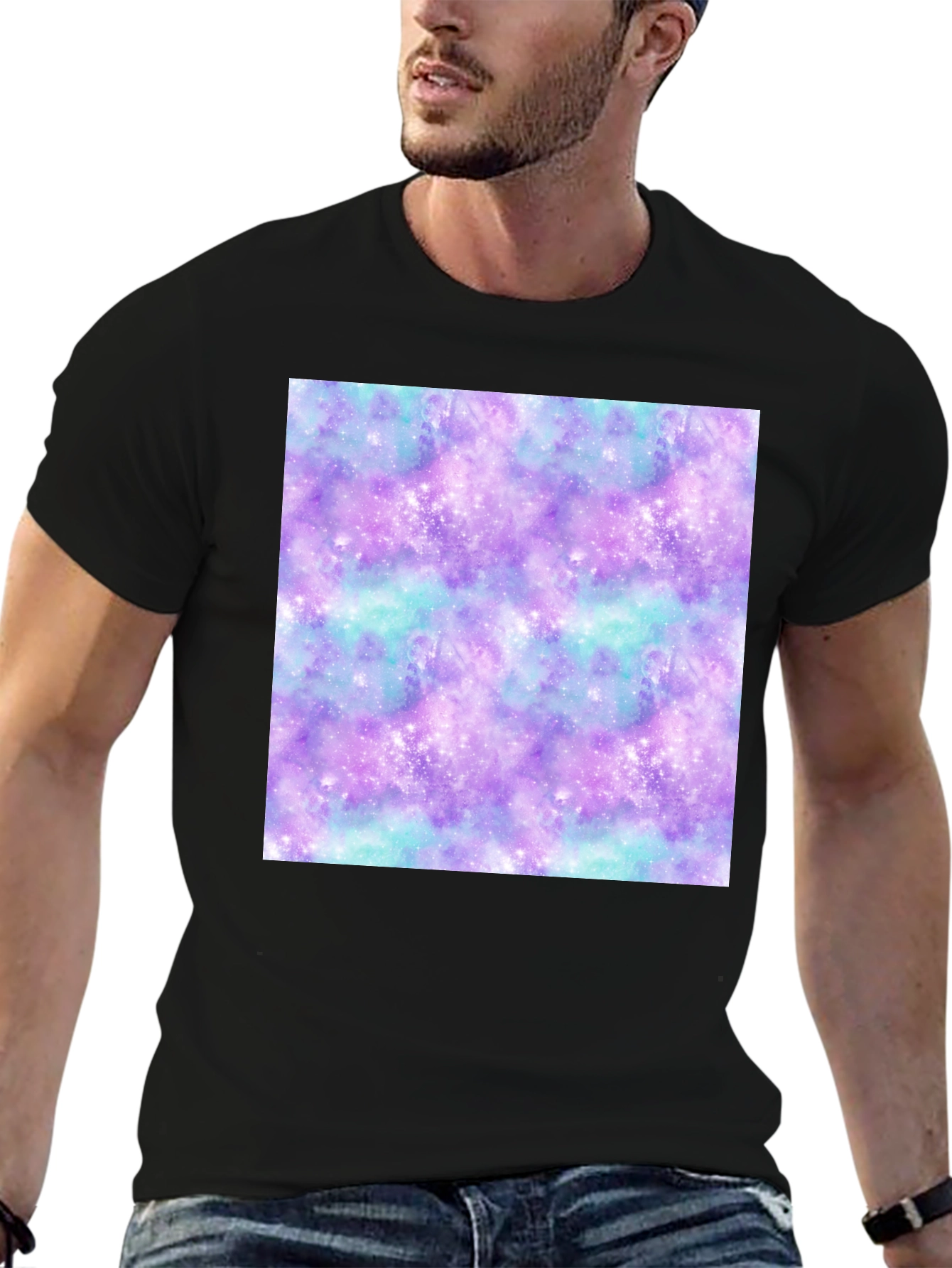 Black Galaxy Print Tee - Stylish & Comfortable view 6