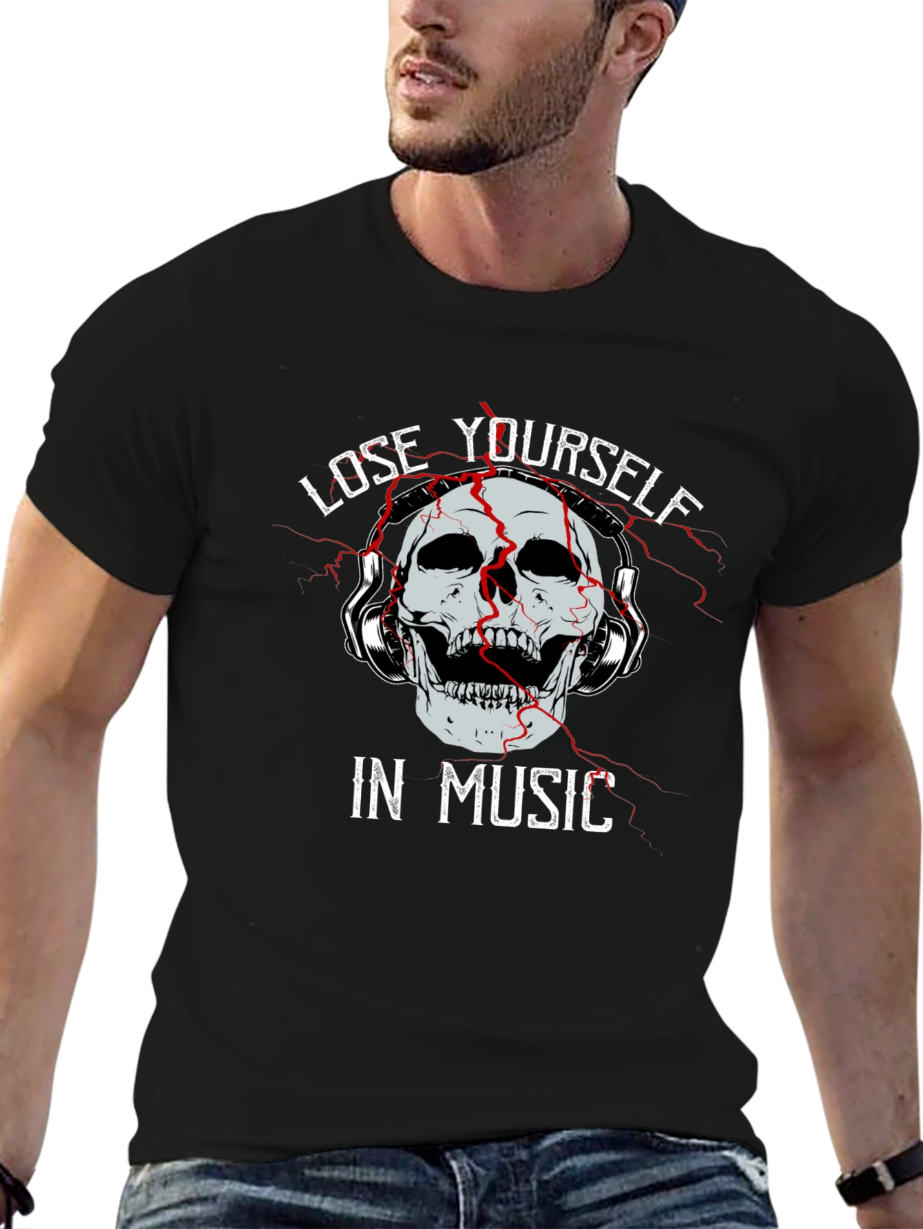 Black Lose Yourself in Music Graphic T-Shirt view 6