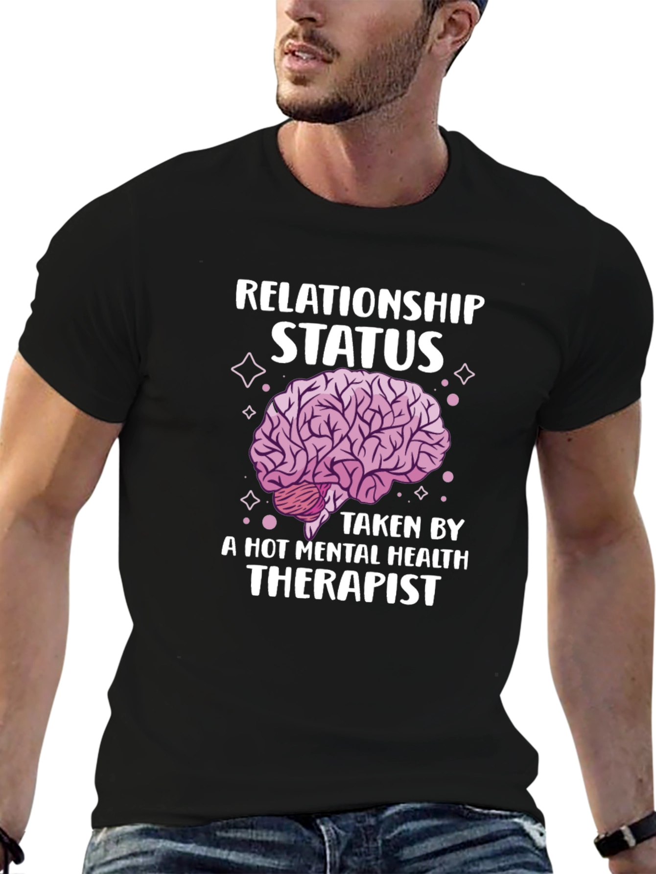 Black Relationship Status Taken By A Hot Mental Health Therapist T-Shirt view 6