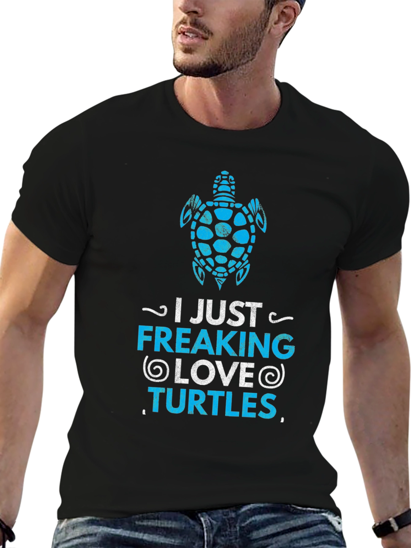 Black I Just Freaking Love Turtles Graphic T-Shirt view 6