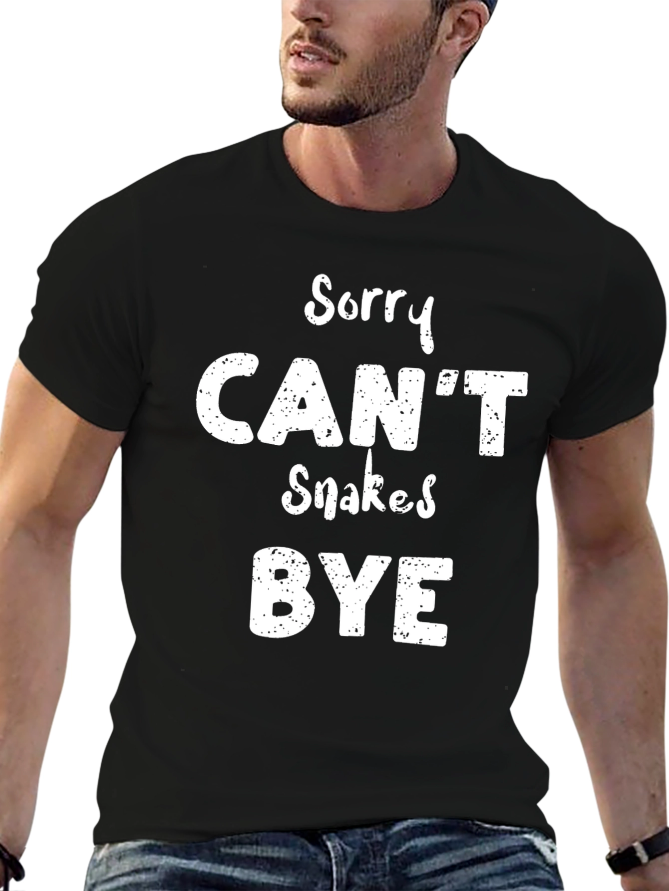 Black Sorry Can't Snakes Bye Funny T-Shirt view 6