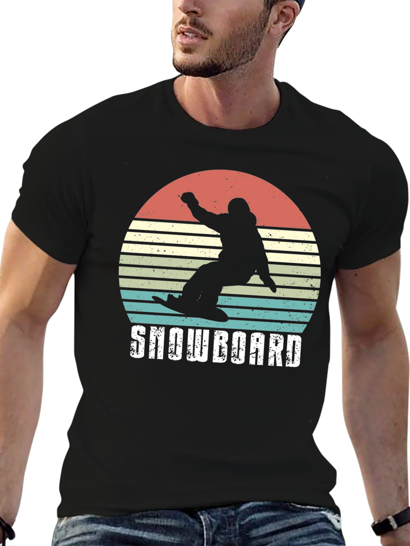 Black Snowboard Retro Graphic Tee view 6