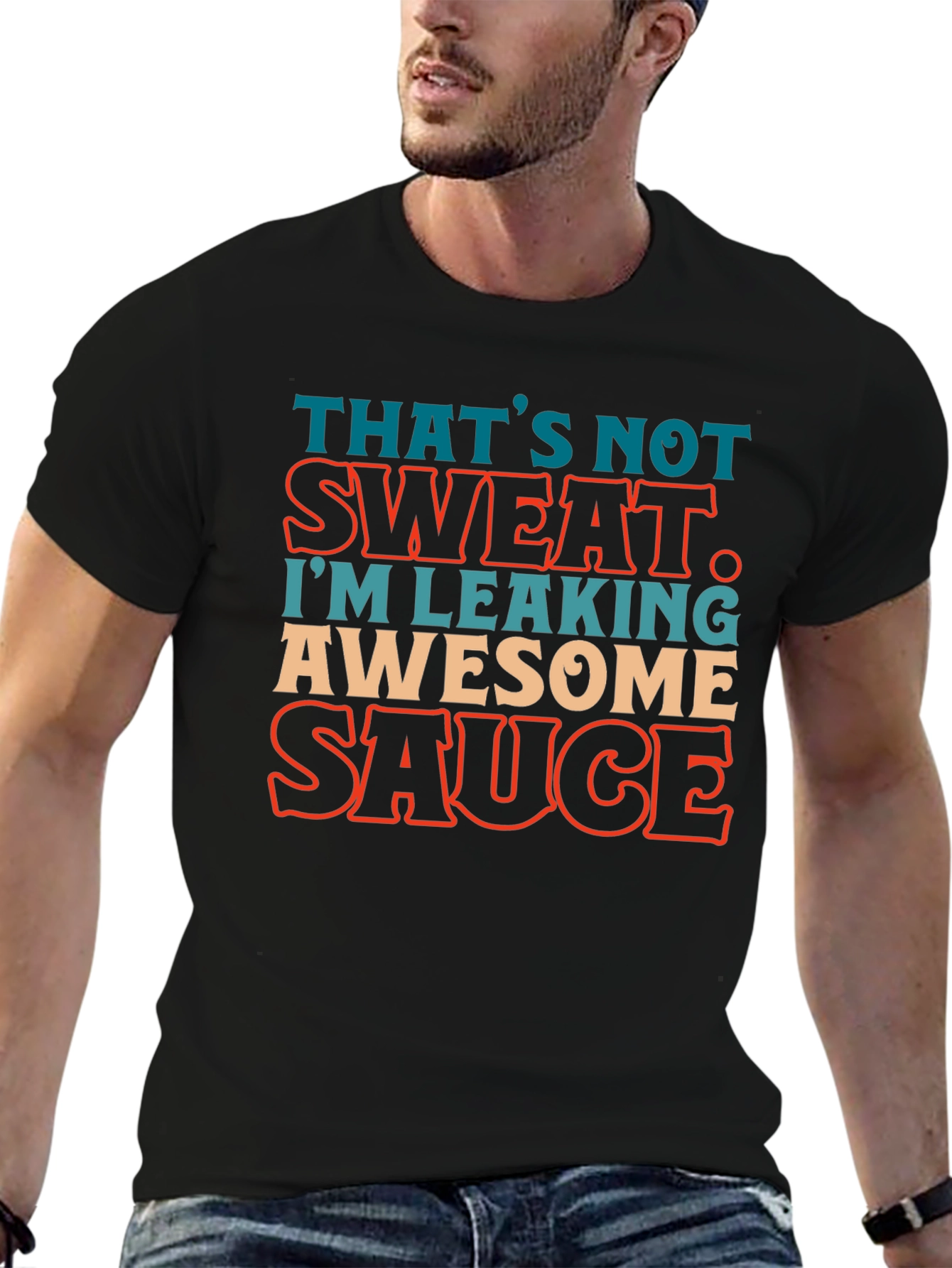 Black Awesome Sauce Leaking Graphic T-Shirt view 6