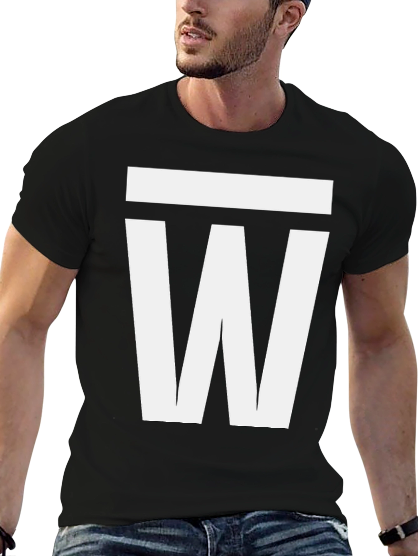 Black Bold Graphic Tee - White 'W' Design view 6