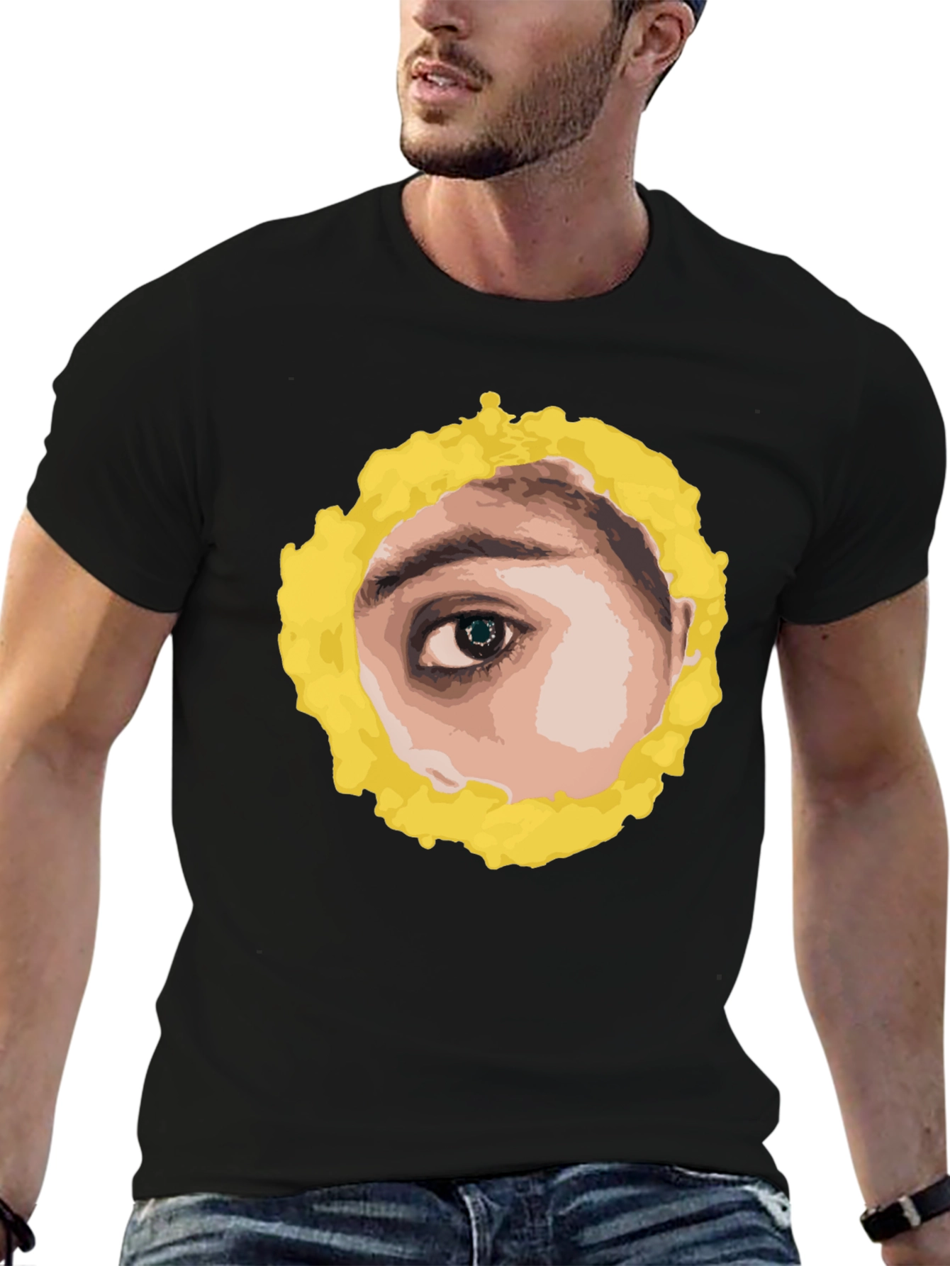 Black Eye See You Graphic Tee - Black Cotton T-Shirt view 6