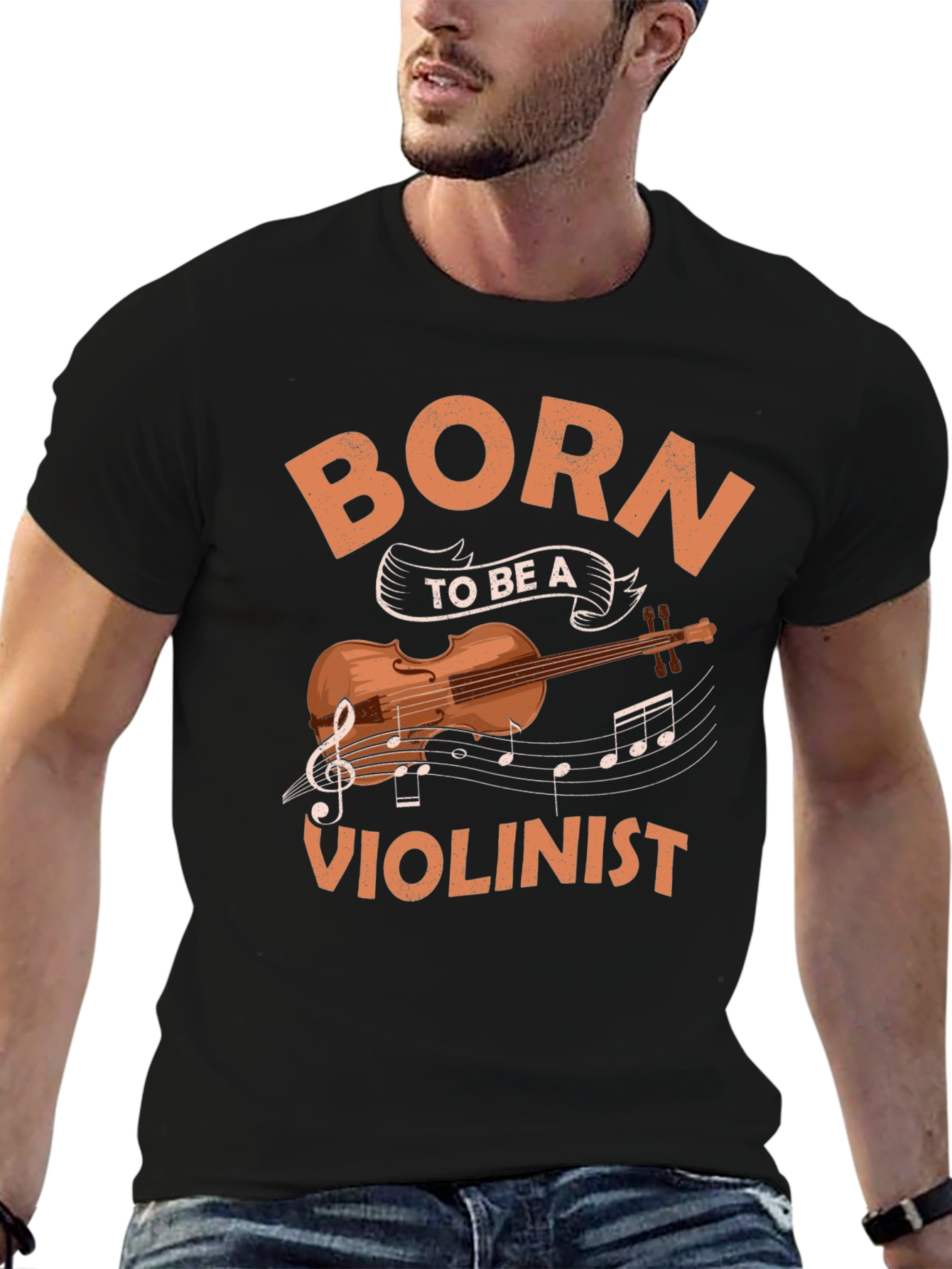 Black Born To Be A Violinist Graphic T-Shirt view 6