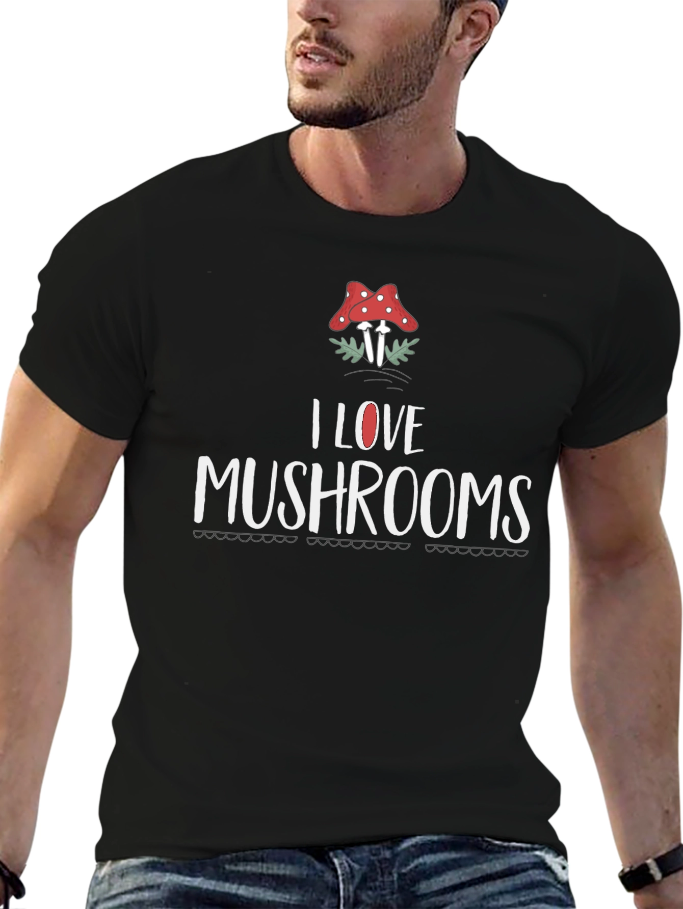 Black I Love Mushrooms Graphic T-Shirt Black view 6