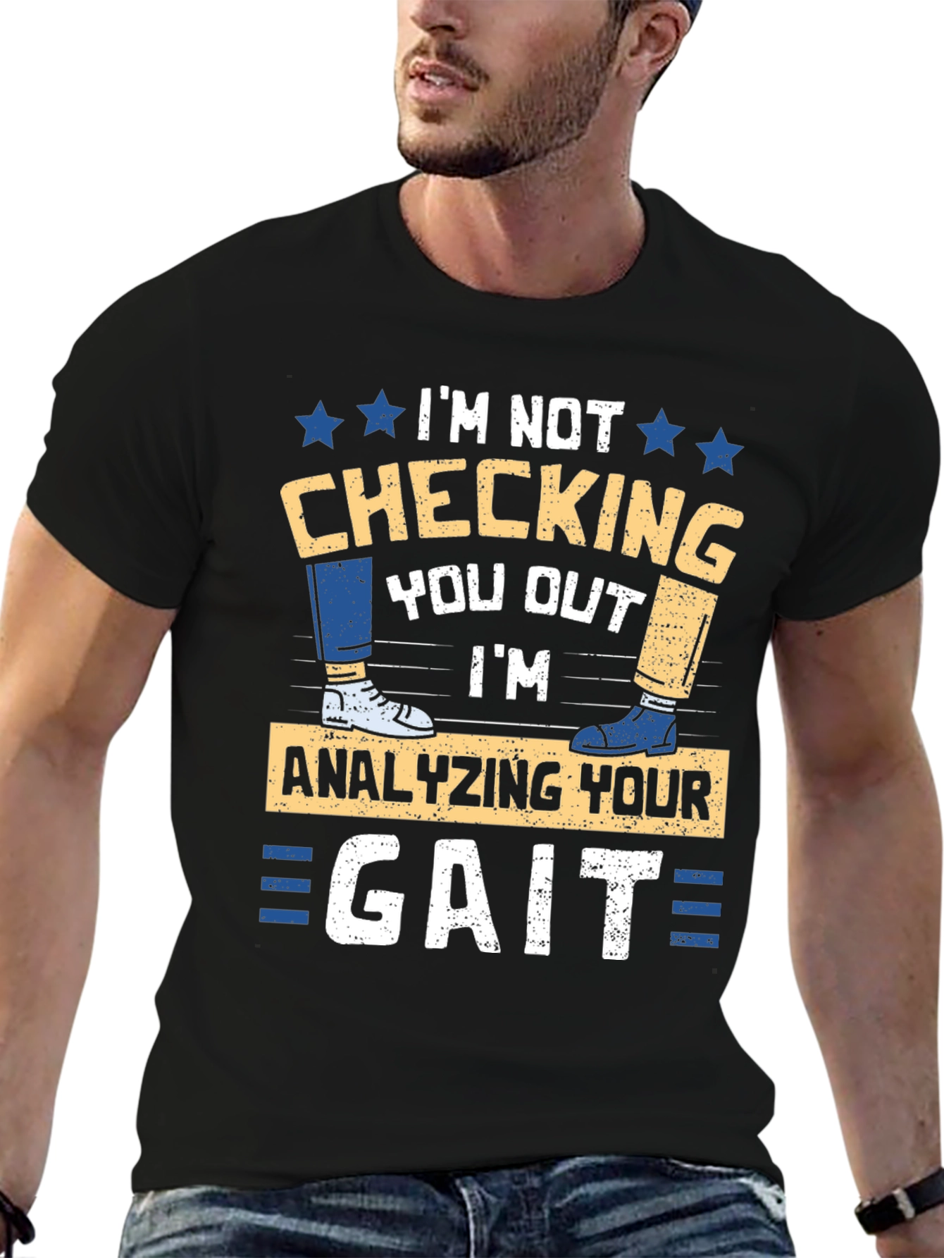 Black Gait Analysis T-Shirt - Funny Podiatrist Tee view 6