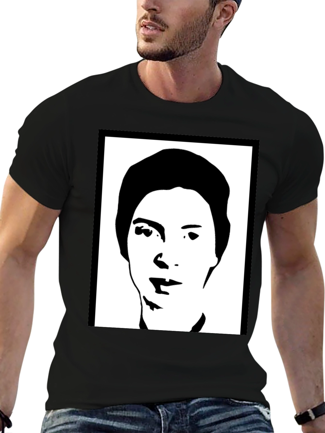 Black Black Graphic Tee - Silhouetted Face view 6