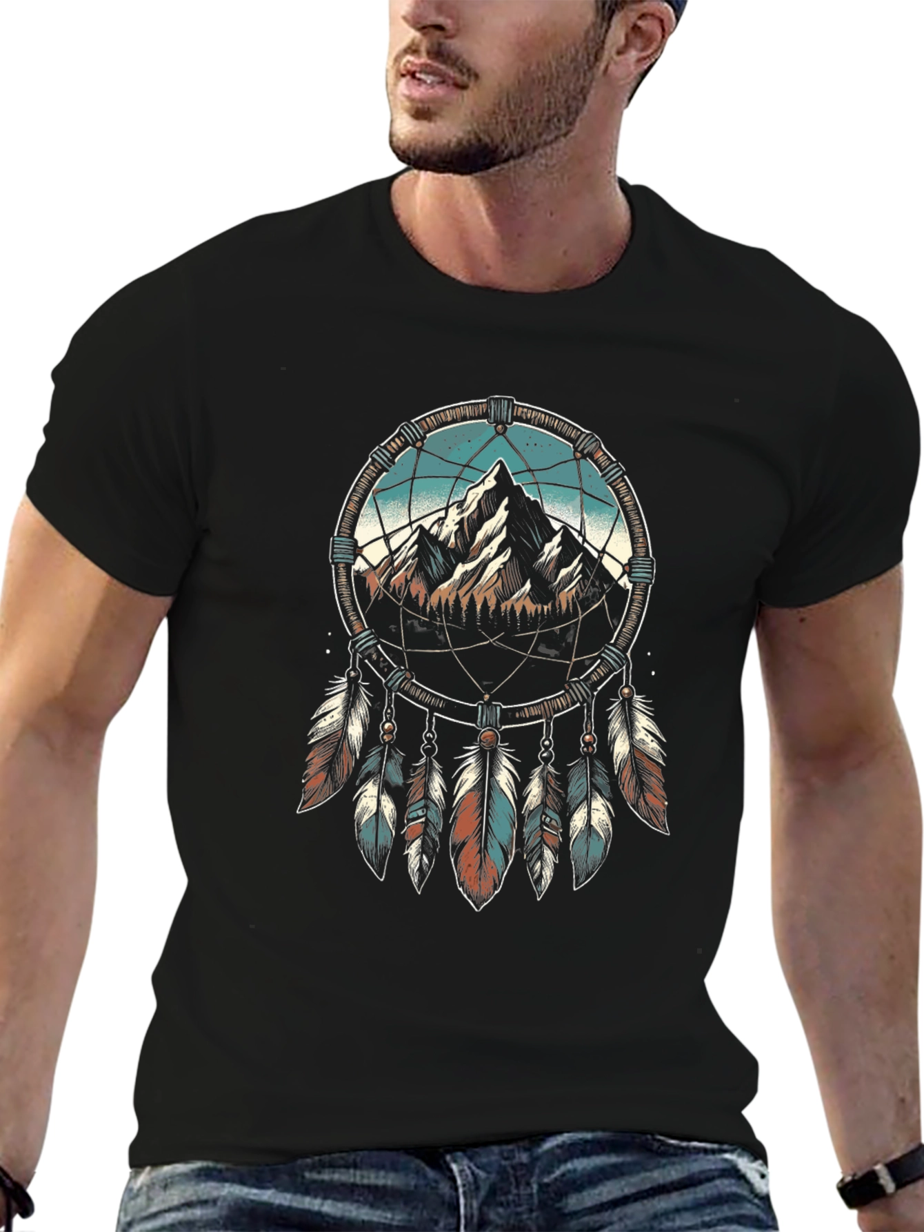 Black Dreamcatcher Mountain Graphic Tee - Black view 6