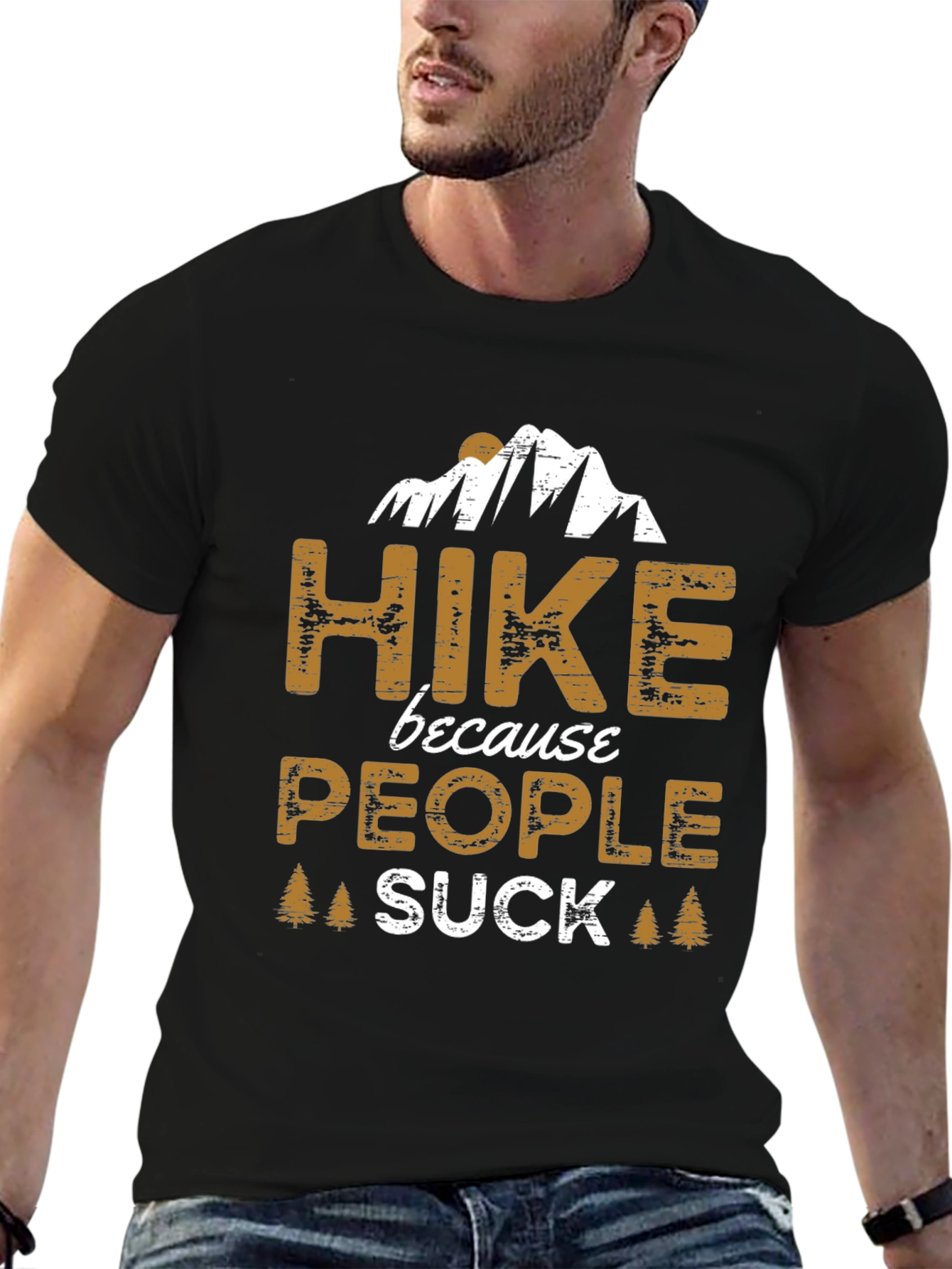 Black Hike Because People Suck Funny Graphic Tee view 6
