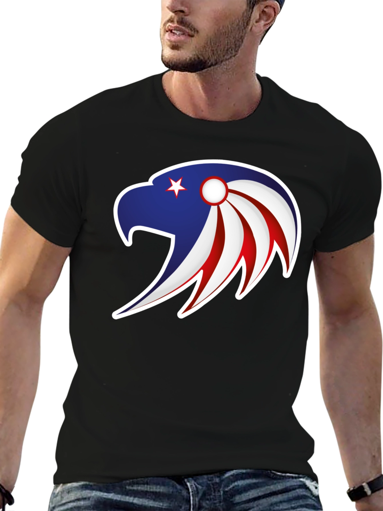 Patriotic Eagle Graphic Tee - Stylish Men's Black T-Shirt - 6