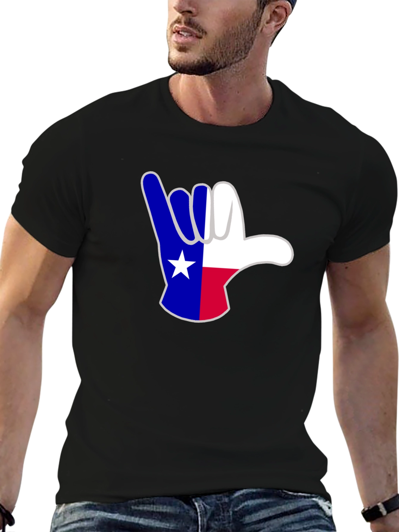 Black Texas Shaka Hand Sign T-Shirt view 6
