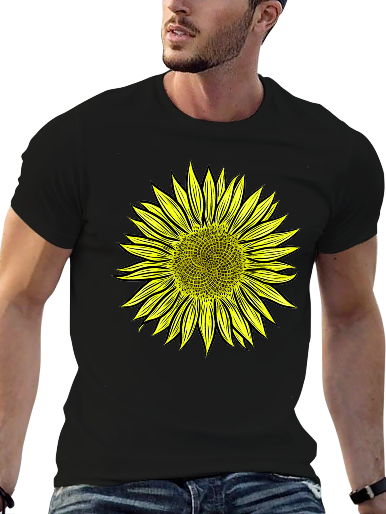 Black Sunflower Graphic Black T-Shirt view 6