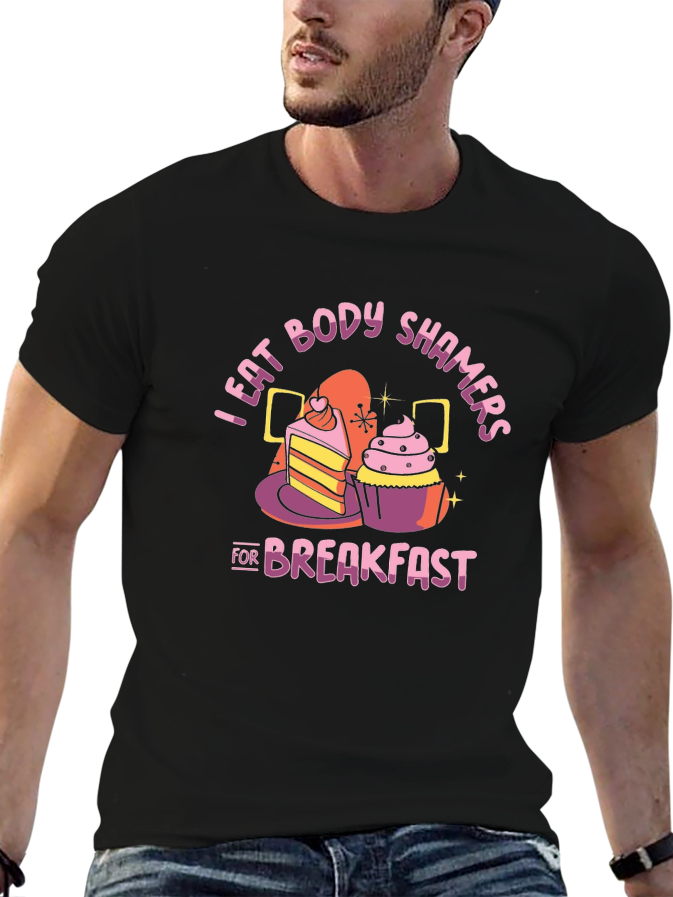 Black I Eat Body Shamers For Breakfast T-Shirt view 6