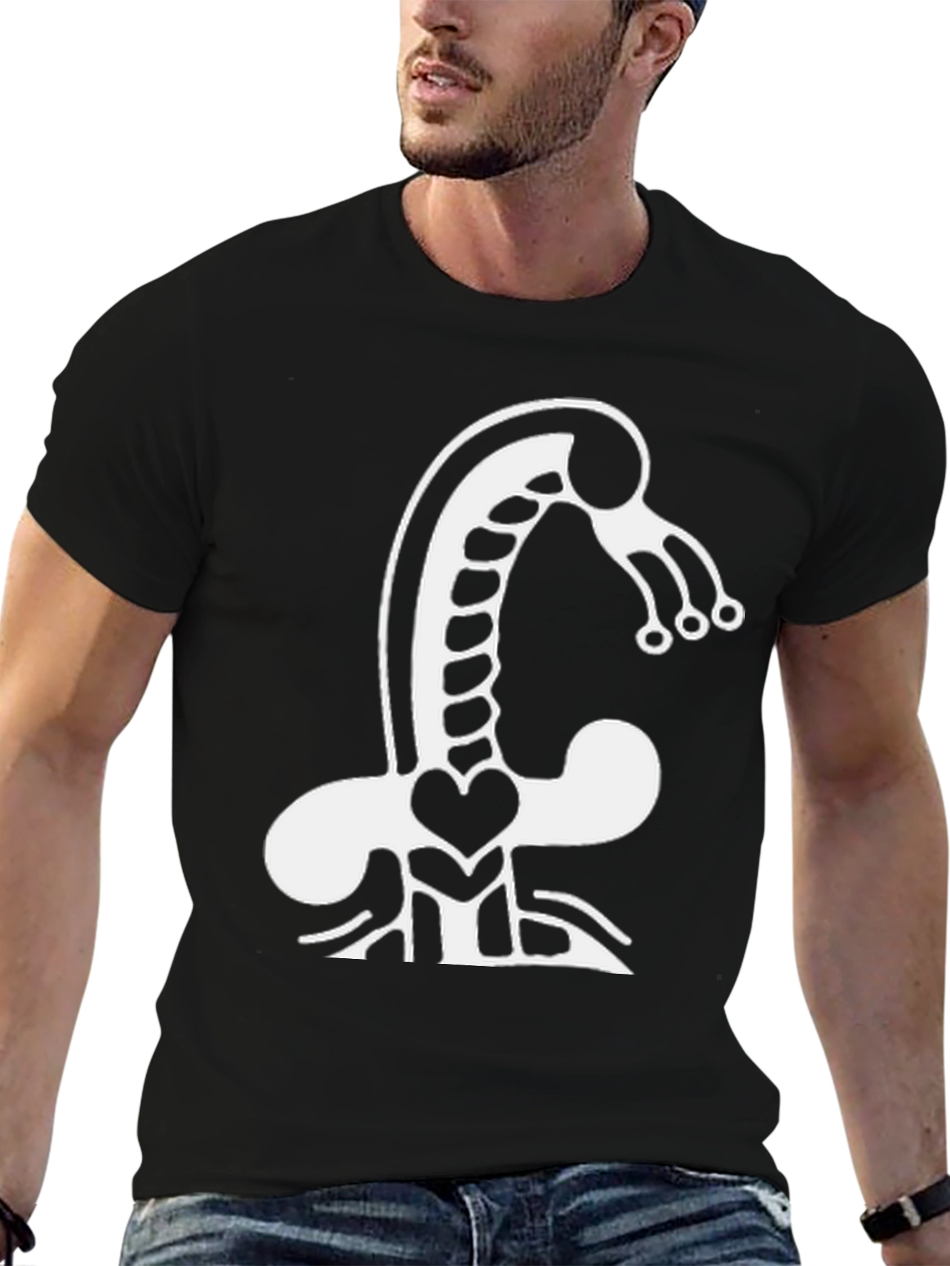 Black Abstract Creature Graphic Tee - Black view 6