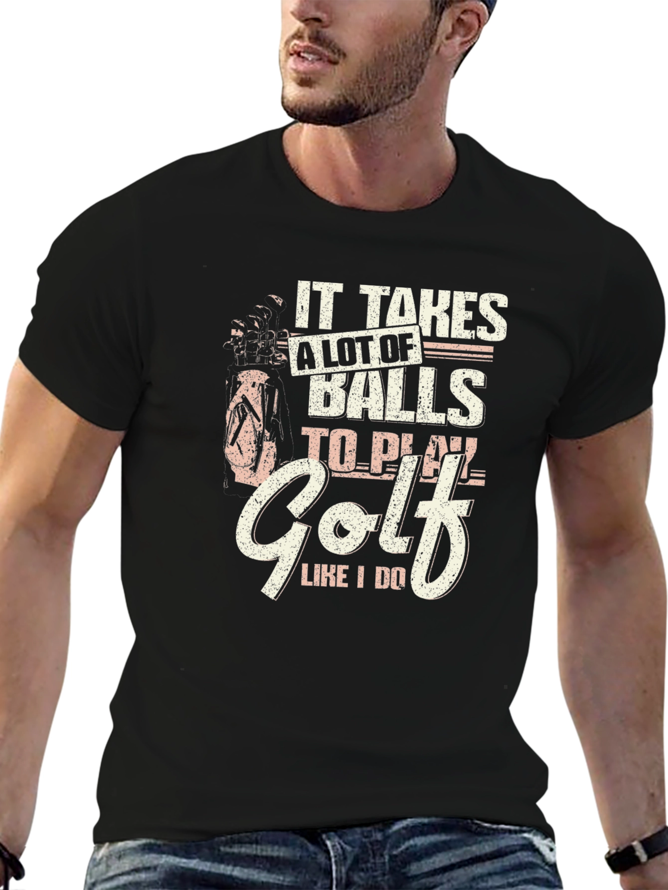 Black Funny Golf T-Shirt - It Takes Balls to Play view 6