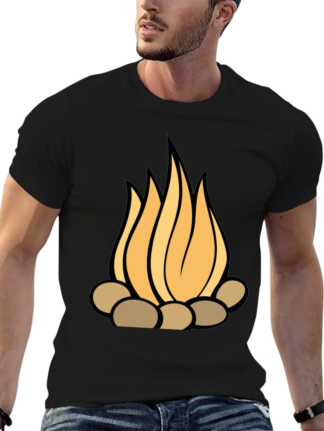 Black Campfire Graphic Tee - Stylish Black T-Shirt view 6
