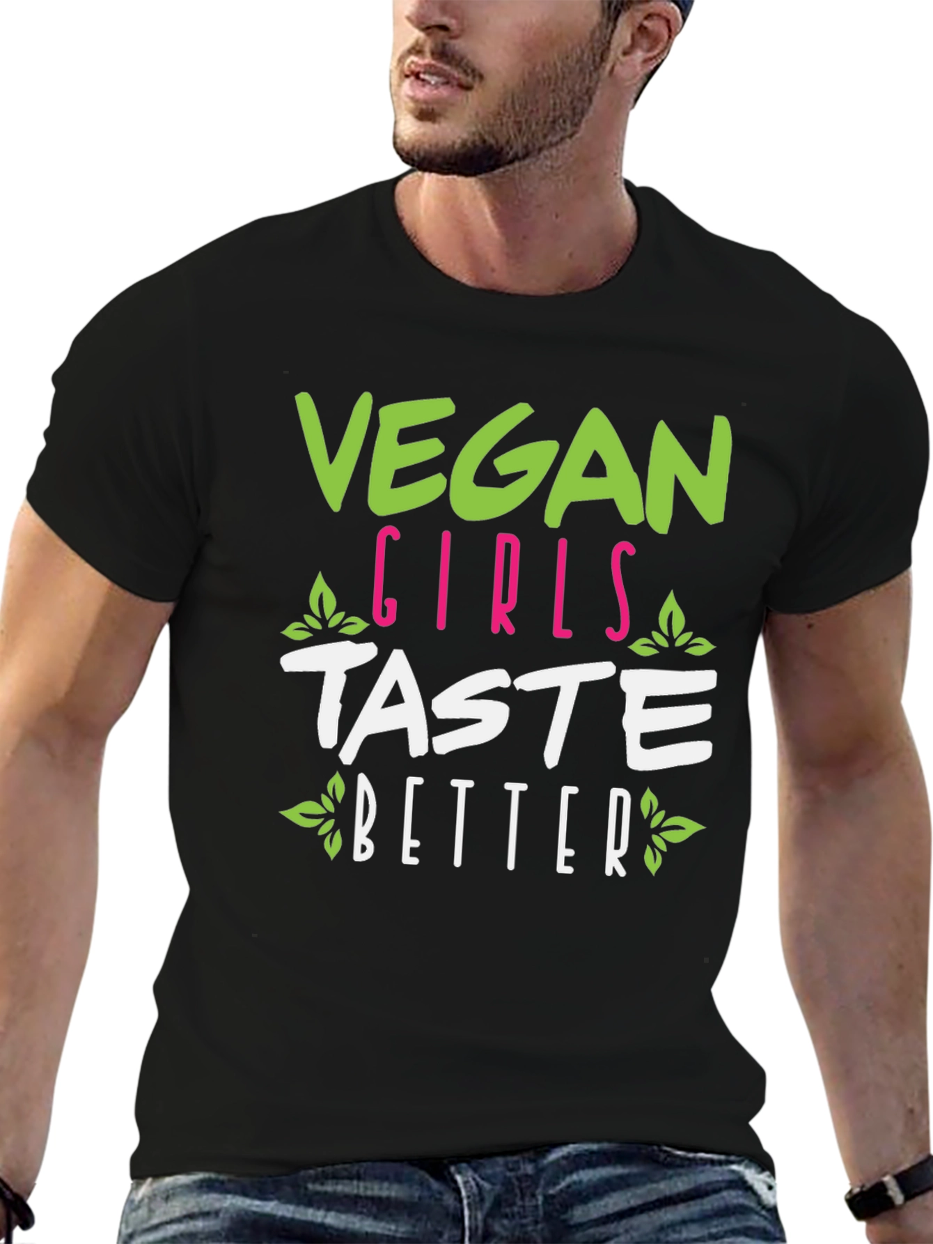 Black Vegan Girls Taste Better Graphic Tee view 6