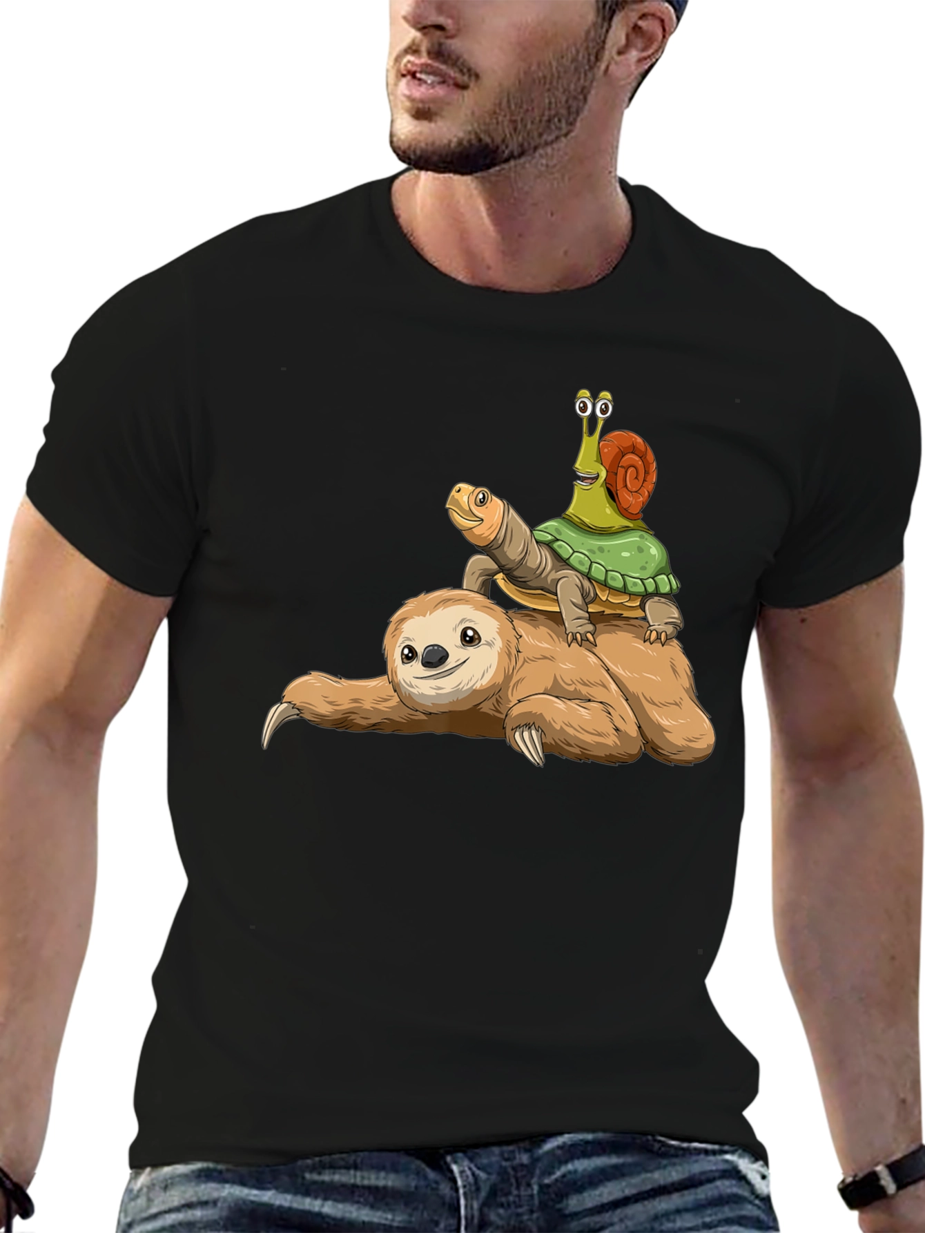 Black Sloth, Turtle, Snail T-Shirt - Slow Ride Funny Tee view 6